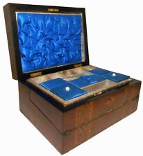 RARE MID-19TH C AMERICAN ANTIQUE FANCY INLAID MAHOGANY COMBO WRITING/JEWELRY BOX picture