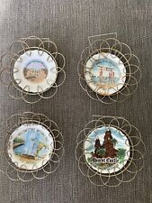 Lot of 4 Vintage Small Souvenir Plates 2 inch diameter with hangers picture