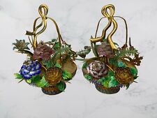 A Fine Chinese Pair of Enameled Gilt Silver Flower Baskets picture