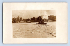 RPPC EARLY 1900'S. TUG BREAKING ICE AT HUDSON RIVER, NY. POSTCARD. GG17 picture