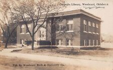 RPPC Woodward Oklahoma Carnegie Library Book Stationery co Photo Postcard B63 picture