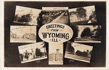 (PC)REAL PHOTO,GREETINGS, MULTI VIEWS OF TOWN BUILDINGS, WYOMING ILLINOIS 1-1586 picture