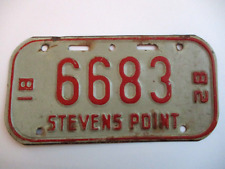 VINTAGE 1981-82 STEVENS POINT WISCONSIN BICYCLE LICENSE PLATE ~ 6683 picture