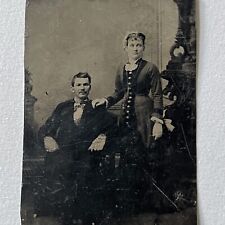 Antique Tintype Photograph Beautiful Woman Handsome Man Lovely Couple picture