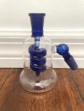 4.5” Premium Glass Water Pipe Ash Catcher Coil Perc 14mm Blue picture