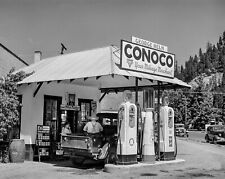 1941 CONOCO GAS STATION Orofino Idaho Classic Car Retro Picture Photo 8x10 picture