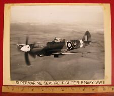 VINTAGE PHOTOGRAPH SUPERMARINE SEAFIRE FIGHTER ROYAL NAVY WWII MILITARY AIRPLANE picture