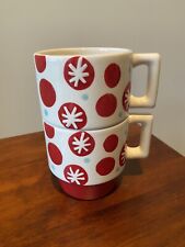 Red & White Stackable Coffee/ Tea Mugs Cute Set picture