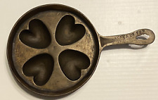 VTG FRENCH CAST IRON BRONZE HEART SHAPED MUFFIN PAN 