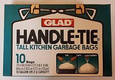 Vintage Glad Handle Tie Tall Kitchen Garbage Bags Trash 10 Pk Prop 80/90's RARE picture