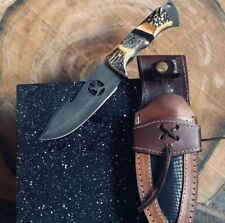 AB CUTLERY FANCY CUSTOM HANDMADE STEEL D2 HUNTING KNIFE HANDLE BY STAG ANTLER picture