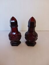 VINTAGE AVON CAPE COD RUBY RED GLASS SALT & PEPPER SHAKERS VALENTINES  picture