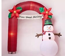 Gemmy Airblown Inflatable Archway Snowman Poinsettia Home Sweet Holiday Plaid picture