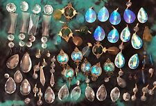 HUGE +2 Lbs POUND LOT Antique Glass FRENCH Crystal Faceted Prism Iridescent￼ picture