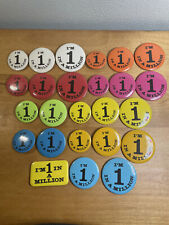 I'm 1 In A Million Las Vegas LOT x25 Marketing Vintage Metal Pinback Pin Button picture