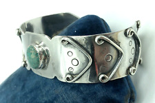 Vintage Native American Old Pawn Sterling Silver Turquoise Cuff Bracelet picture