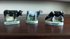 Lot 3 COWS / CATTLE French porcelain Feve /Miniature/Cupcake topper (1.25