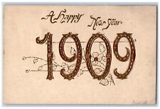 Griswold Iowa IA Postcard New Year 1909 Large Letters Flowers Embossed Antique picture