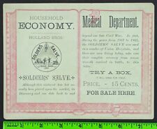Vintage 1880's Civil War Soldier Salve Medical Household Graphic Trade Card picture
