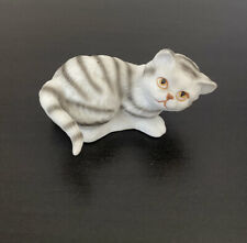 Vintage 1986 Enesco White and Gray Cat Figurine Made in Taiwan  picture