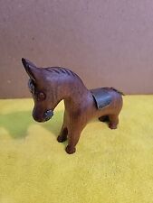  Hand Carved Wooden Standing Horse/Donkey Figurine Hard Wood Dark Polished picture