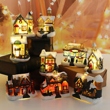 Mini Christmas Scene Xmas House LED Colorful Light Miniature Village Home Decor picture