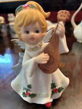 4 1/4 X 4 Vintage Homco Christmas Angel Mandolin Blonde picture