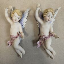 Pair of Vintage Wall Angels CHERUBS Porcelain Statues Arnart JAPAN -DAMAGED picture