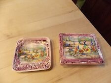 Vint English Ware Hanley Eng  In an Old World Garden Cigarette Box&Ashtray Set picture