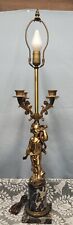 Vtg Neo Classical Marble Cherub Child French Table Lamp Candelabra 3 way Switch picture