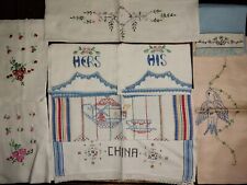 Lot of 60+ Vintage Embroidered Linens Tea Towels Dresser Scarves Tablecloths picture