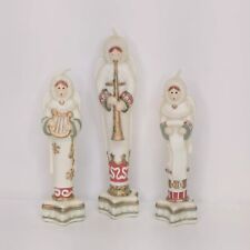 Vintage Christmas Angels Candles Set Of 3 Ivory Handpainted Unburned picture