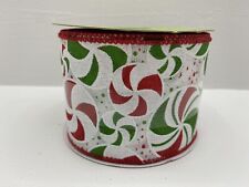 Place & Time Red Green Candy Mints Wired 2 1/2 in x 8.3 yards Christmas Ribbon picture