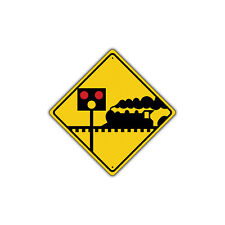 Railroad Train RR Crossing Stop Signal Safety Notice Diamond Aluminum Metal Sign picture