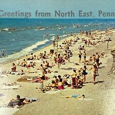 Greetings from North East Pennsylvania PA Postcard Lake Erie Beach Posted 1961 picture