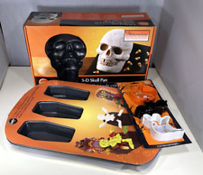 Wilton 3D Skull Cake Pan Cast Aluminum Mold, Coffins, cookie cutters Halloween picture