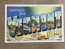 Postcard Vermont VT Large Letter Greetings Linen Vintage PC picture