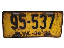 Vintage 1938-1939 West Virginia License Plate picture