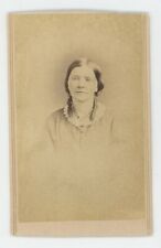 Antique CDV Circa 1870s Lovely Woman With Long Curls in Hair Wearing Dress picture