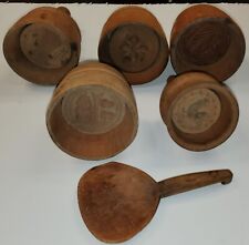 ANTIQUE 1800S PRIMITIVE BUTTERMOLD & PADDLE LOT ROOSTER WHEAT FLOWER ETC. tuvi picture
