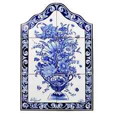 Blue Flowers Portuguese Ceramic Tile Art Wall Panel Mural Decor picture