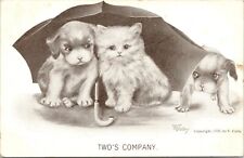 C.1909 Comic Artist Signed Colby Kitten & Puppy TWO'S COMPANY Postcard 730 picture