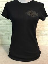 Harley Davidson Women's Black Short Sleeeve Shirt Top Size Large picture