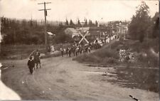 c1910 Railroad Crossing Parade Band Floats Clatskanie Oregon OR RPPC Postcard picture