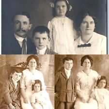x3 LOT c1910s Lovely Family Portraits RPPC Mother Father Children Boy Girl A146 picture