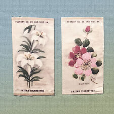 1880s LOT OF TWO (2) ANTIQUE FATIMA CIGARETTE INSERT PREMIUMS, FLOWER SILKS picture