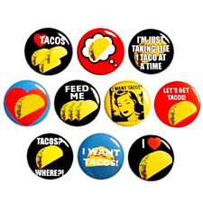 Funny Taco Buttons Backpack Jacket Pins I Love Tacos 10 Pack Gift 1 Inch 10P18-1 picture