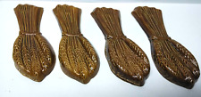 4 FOUR VTG 1950'S ERA WHEAT STALK / CORN ON THE COB SERVING DISHES BROWN picture