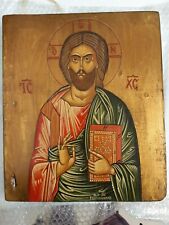 (Handpaint) Jesus Christ with egg tempera in old wood (Greek Tradition) picture