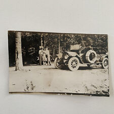 Antique RPPC Real Photograph Postcard Young Woman Handsome Men Model T Car Trees picture